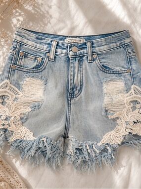 Mura Boutique High Rise Lace Detail Shorts